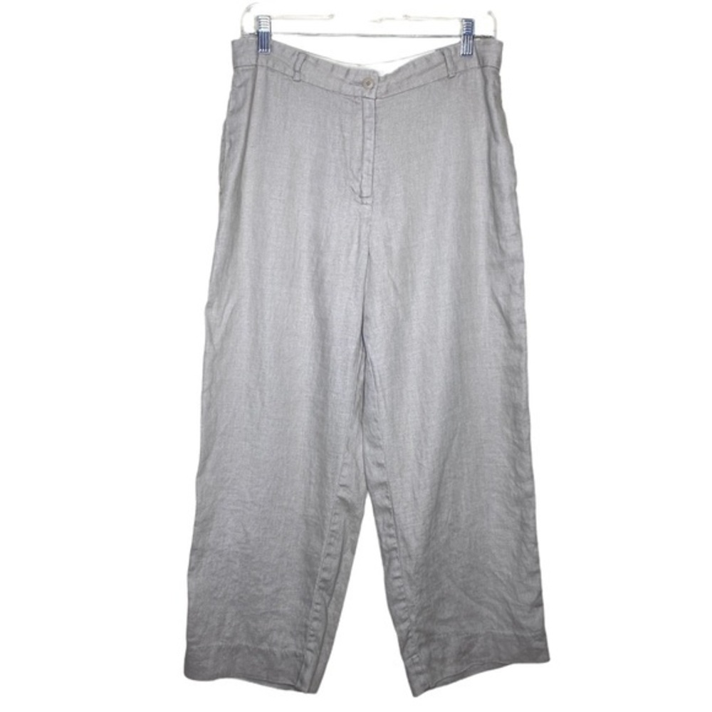 BASS Khaki 100% Linen Wide Leg Pants size 8